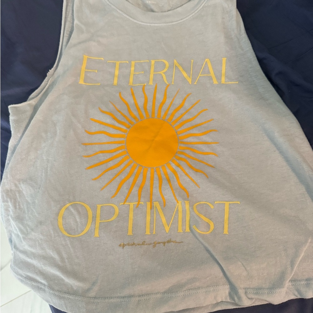 Pale Blue Tank Top with Yellow Sun Design